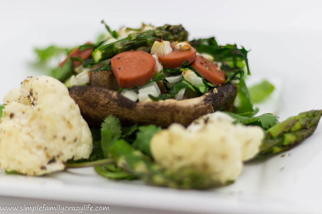 Stuffed Portobello Mushrooms with Vegetables and Vegan Sausage recipe